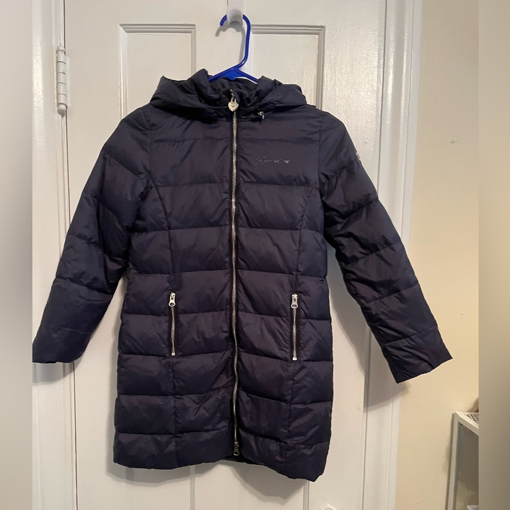 Armani Junior Girls Size 10 Down filled Navy Blue Puffer Coat jacket - Picture 5 of 10